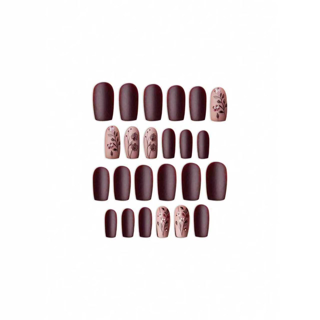 Artistic Floral Matte Nail Design Kalsten
