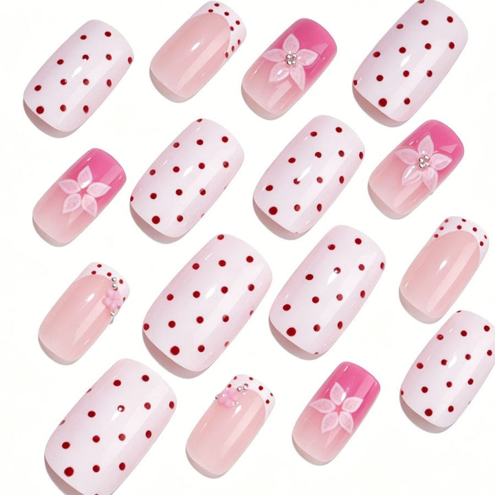 Acrylic nail set with romantic flower design Kalsten