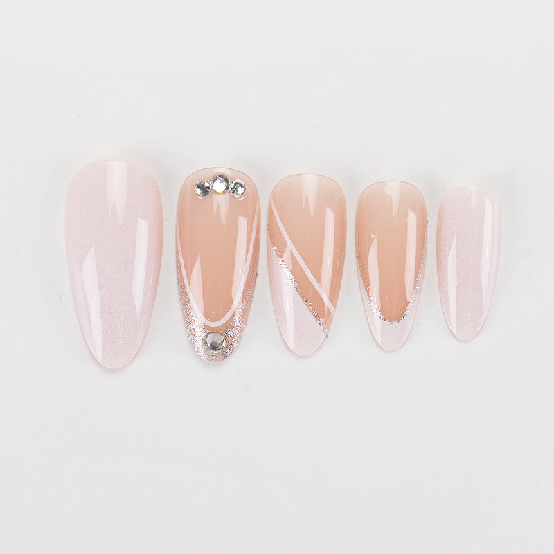 Elegant Stiletto Press-On Nail Set with Rhinestone Accents Kalsten