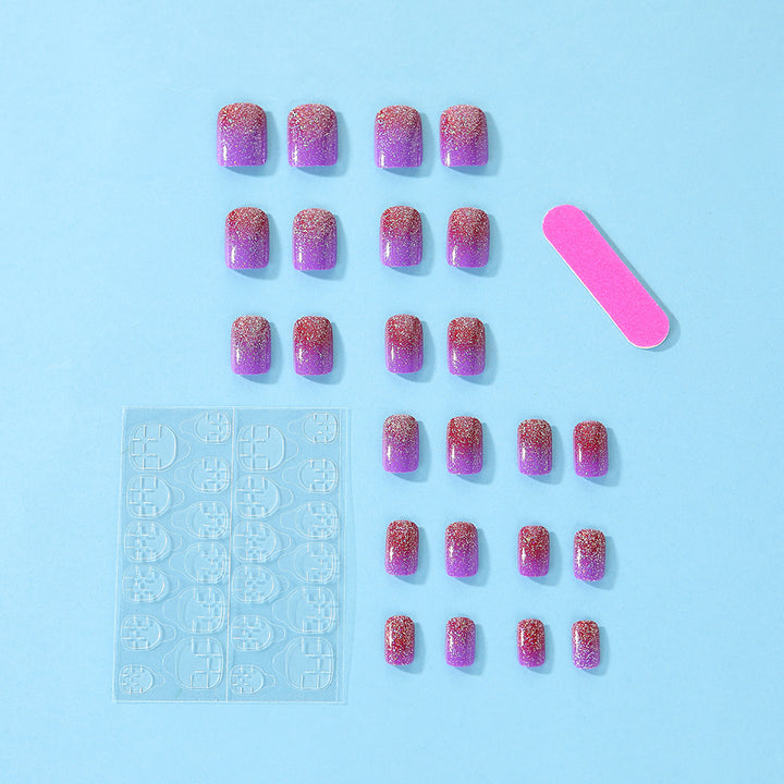 Glittering artificial nails with gradient Kalsten