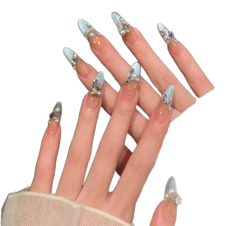 Artistic Crystal-Embellished Nail Extensions Kalsten
