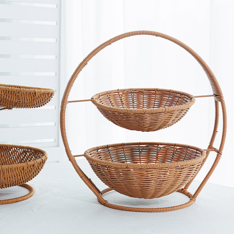 Rustic Two-Tiered Woven Fruit Stand Kalsten
