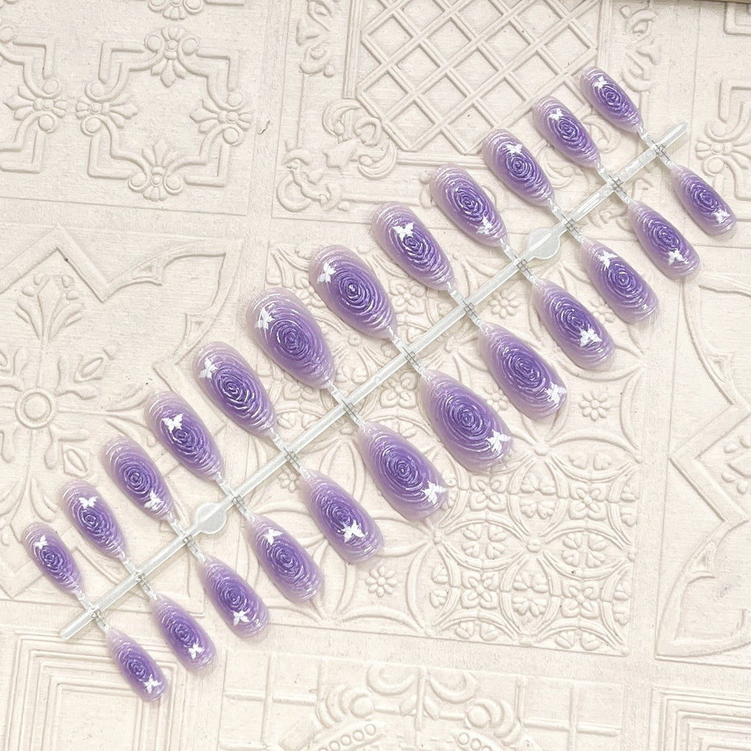 Artistic Floral-Accent Press-On Nail Set Kalsten