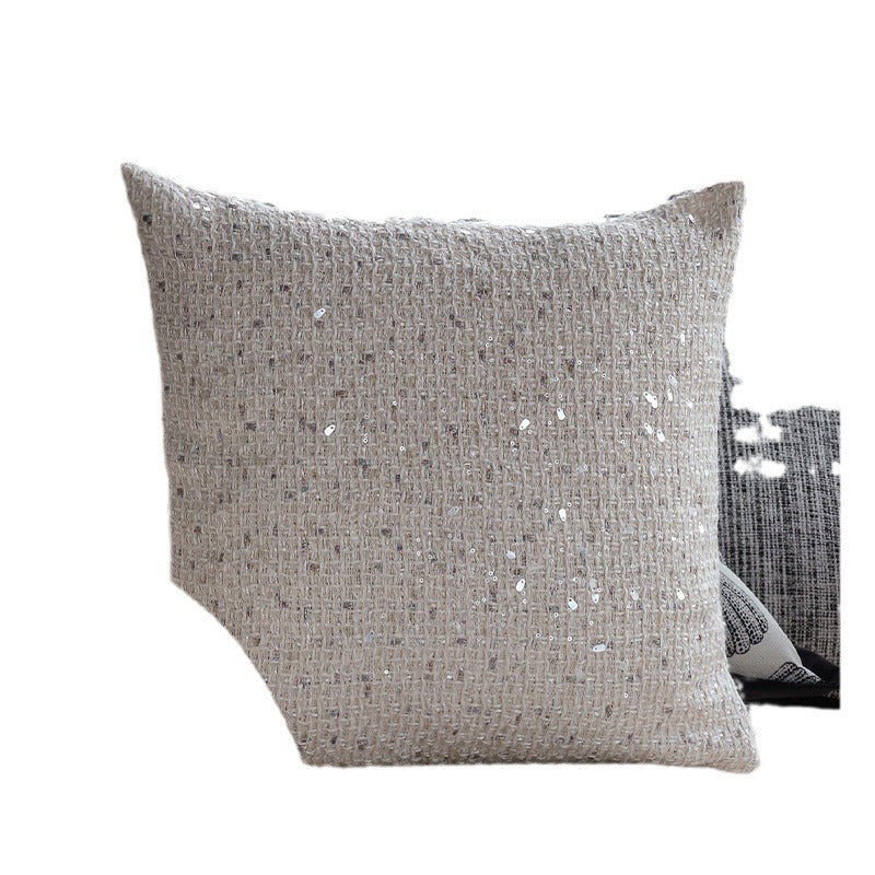 Square luxury cushion cover with shimmering sequins and textured bouclé weaving Kalsten
