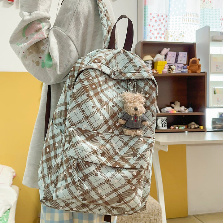 Backpack with Fashionable Check Pattern and Practical Compartments Kalsten