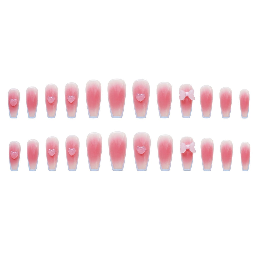 Elegant Ombre Press-On Nail Set with Bow Accents