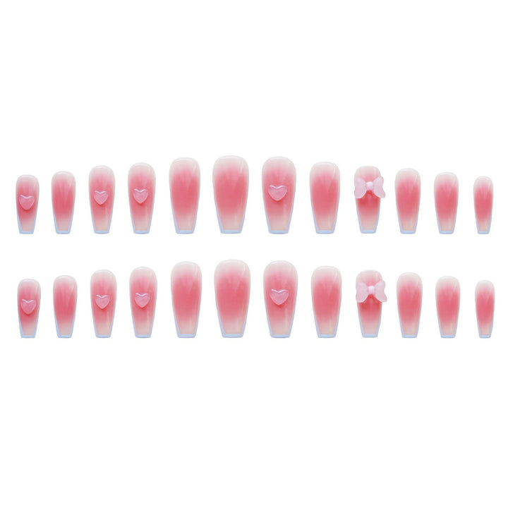 Elegant Ombre Press-On Nail Set with Bow Accents