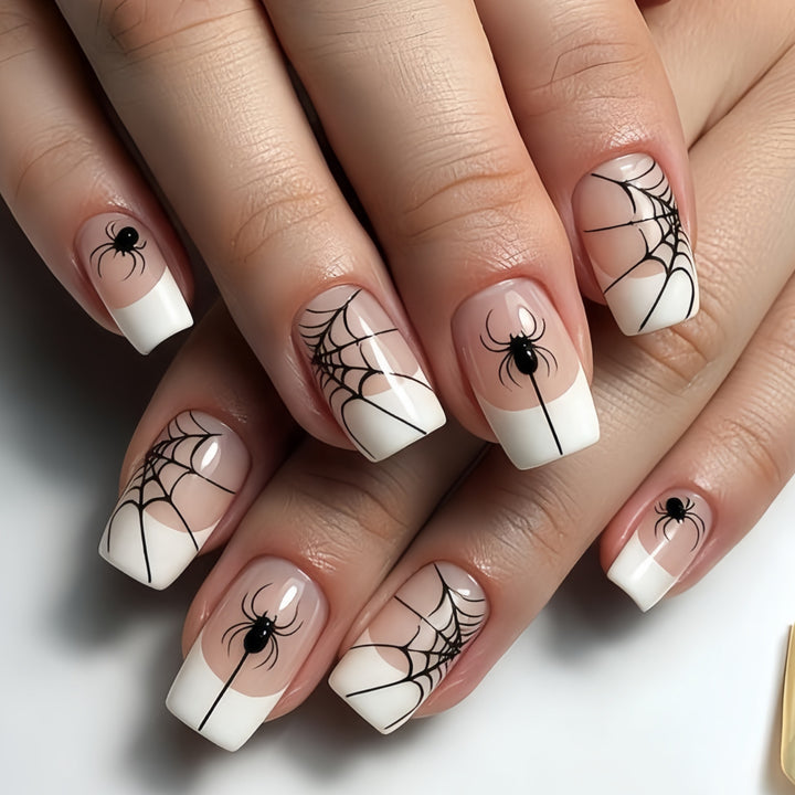 Halloween Artificial Nail Set with Spider Web Design Kalsten