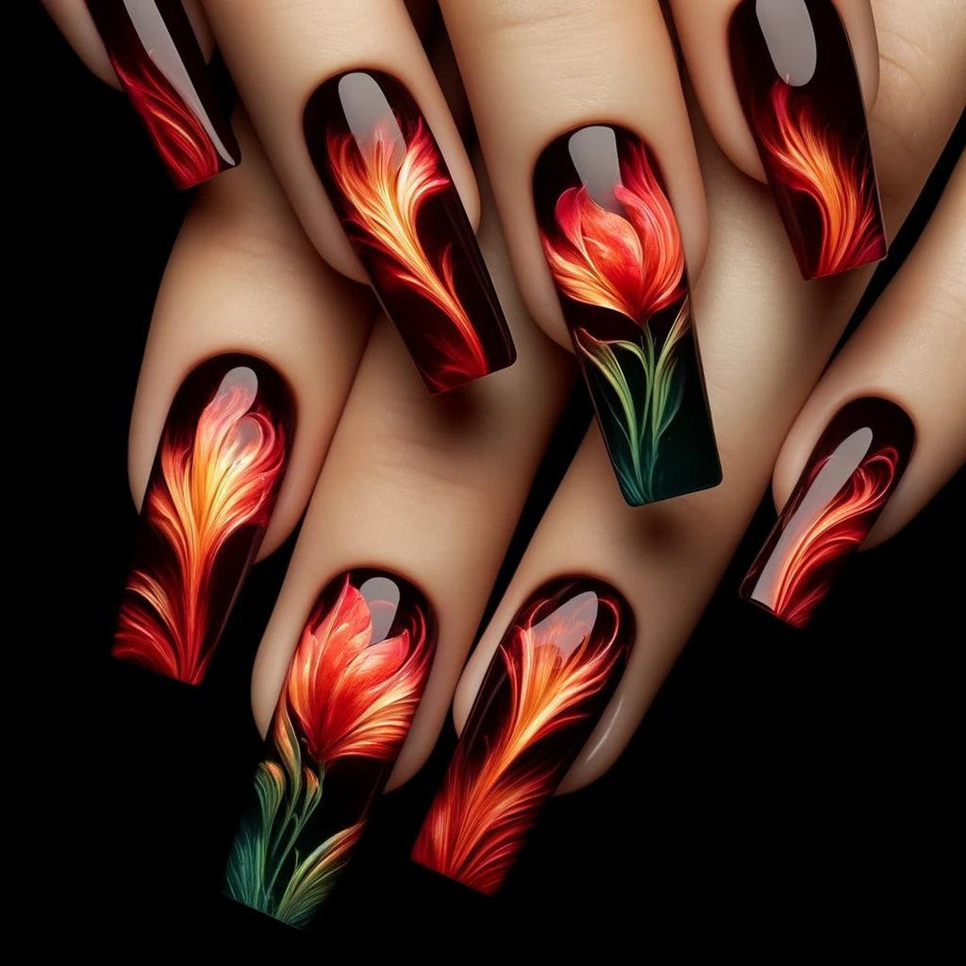 Artificial nails with floral accent Kalsten 1788541978