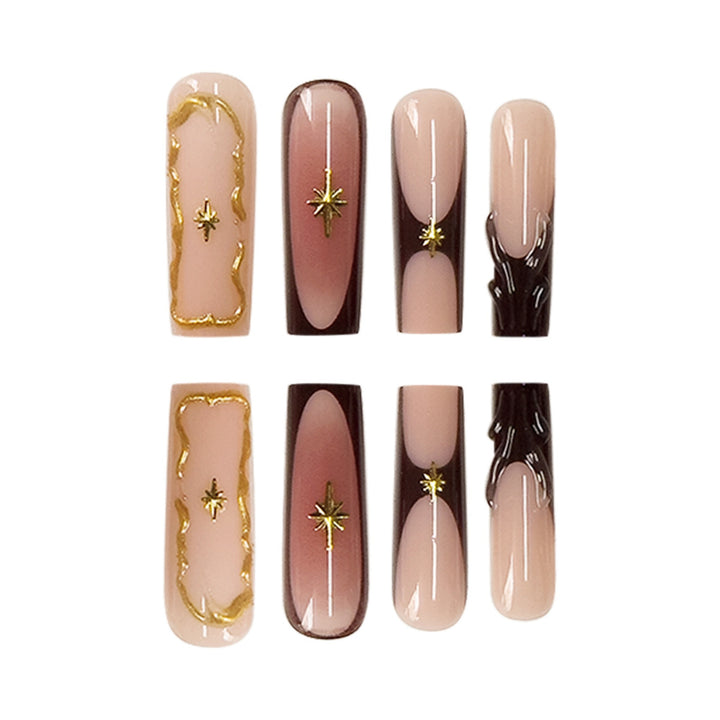 Luxurious Statement Stiletto Press-On Nails with Gold Accents Kalsten