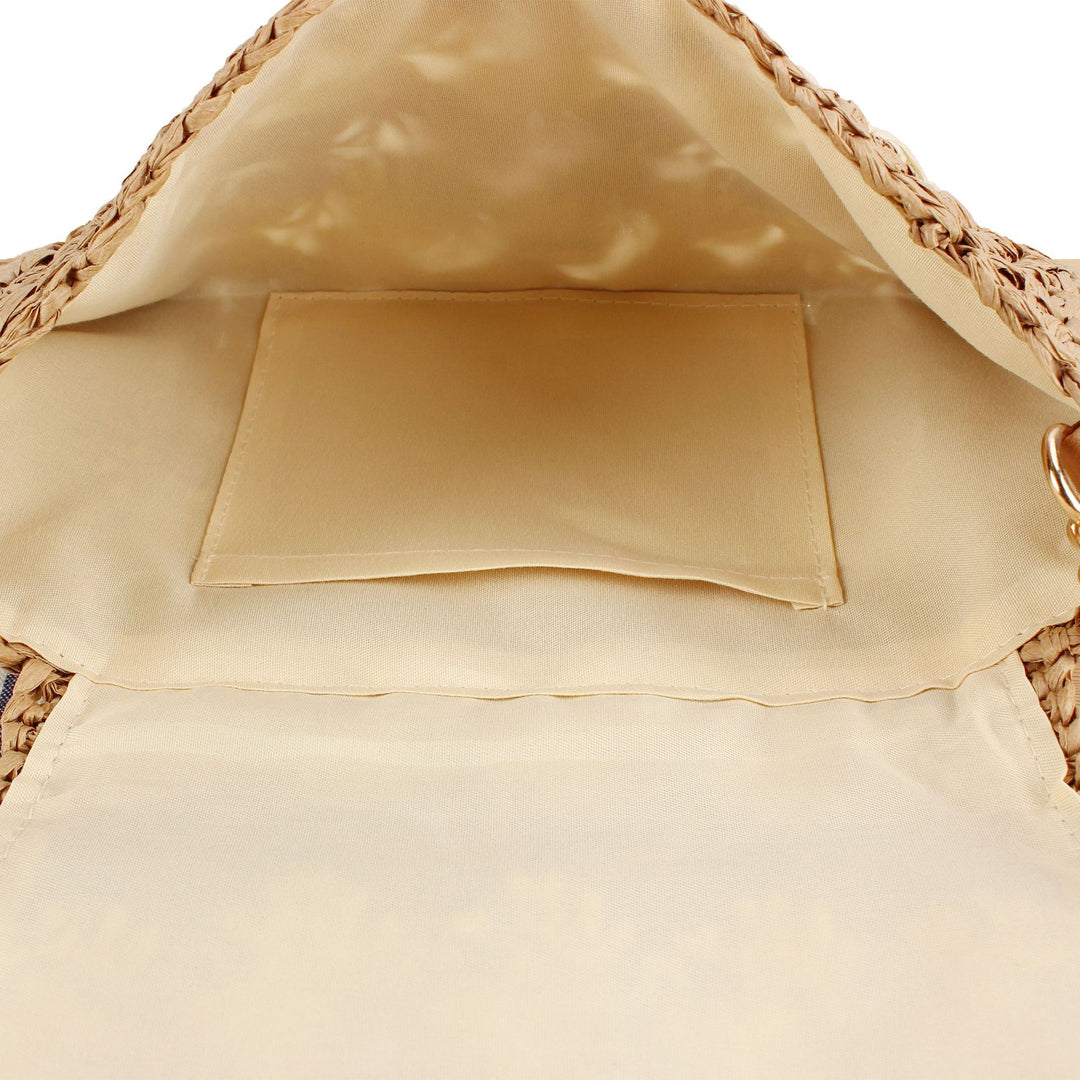 Shoulder bag made of handcrafted braided natural material with elegant closure Kalsten