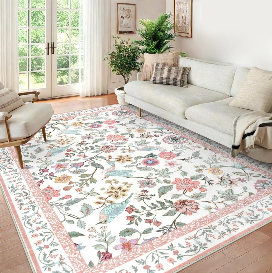 Ornate Bird Design Area Rug