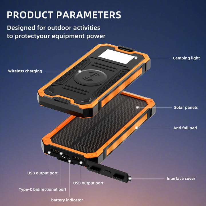 Portable Solar Power Bank with Fast Charging Function and Wireless Charging Adapter Kalsten