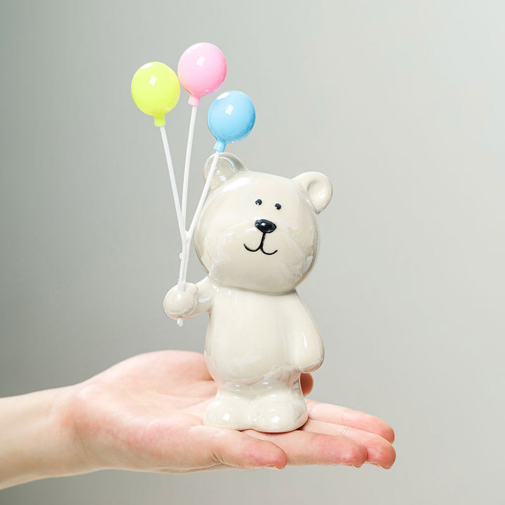 Cute ceramic bear figurine with balloons Kalsten