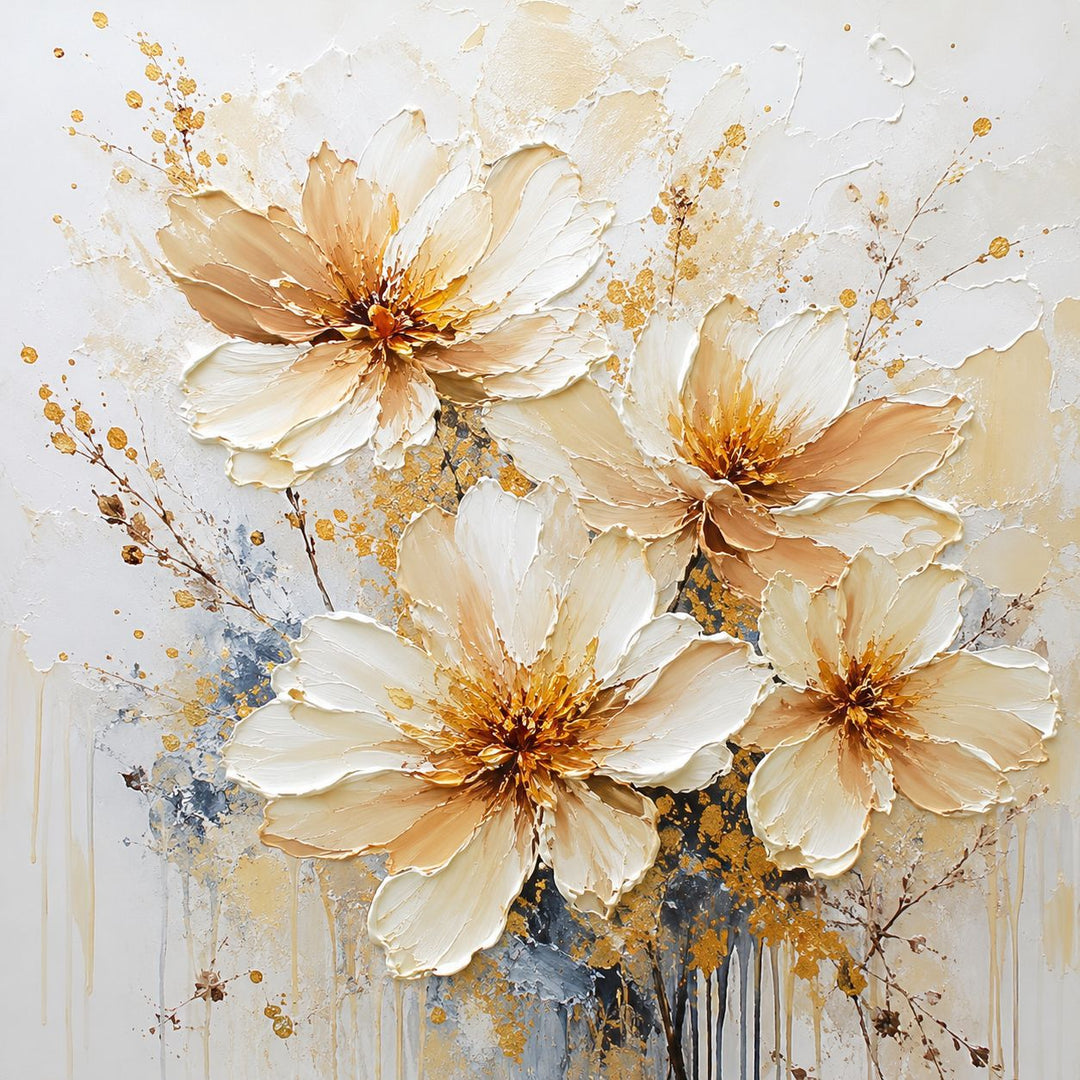 Elegant Floral Textured Canvas Art