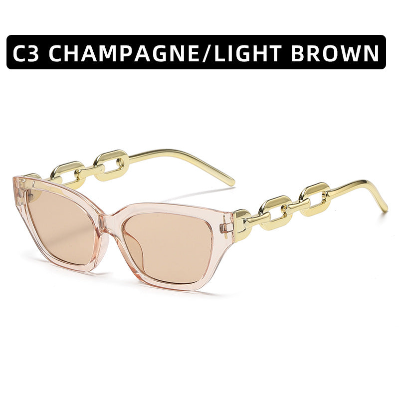 Contemporary Cat-Eye Sunglasses with Chain Detail