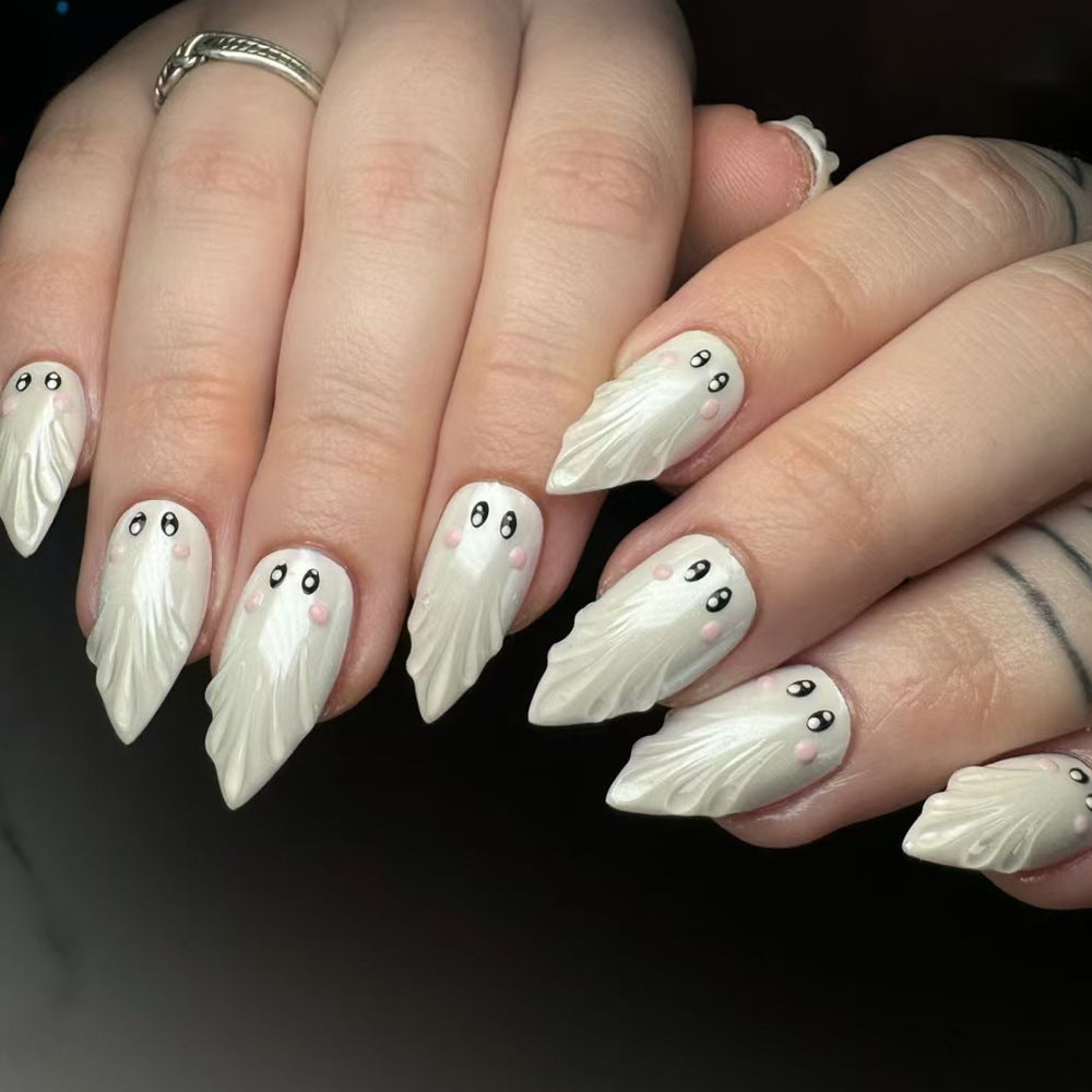 Artistic Ghost-Themed Press-On Nails Kalsten
