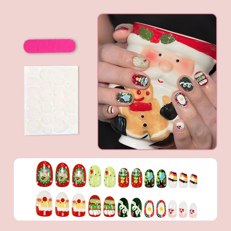 Artificial nail set with festive snowmen and Christmas motifs Kalsten