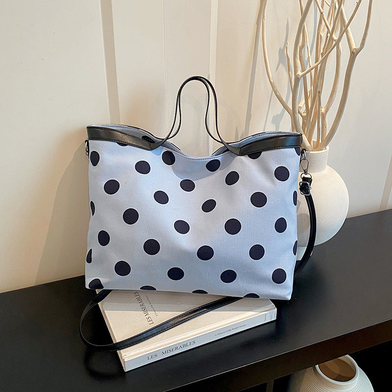 Polka Dot Canvas Tote Bag