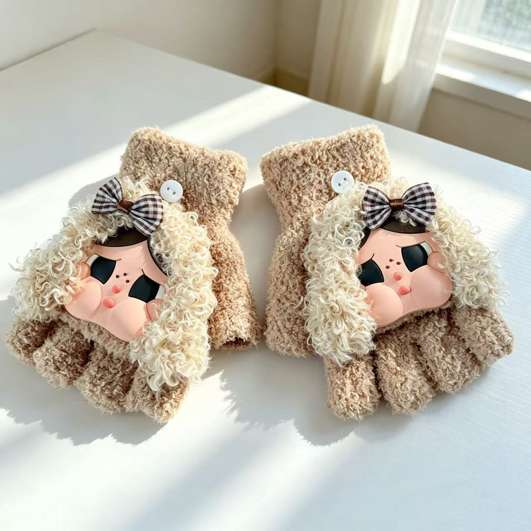 Cute Plush Character Fingerless Gloves Kalsten