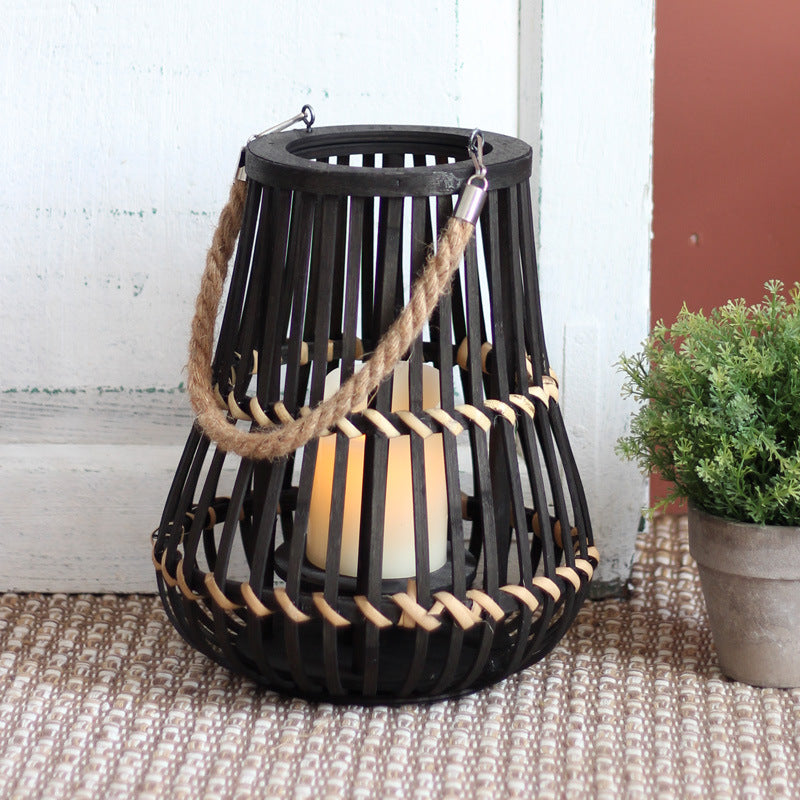 Handcrafted lantern made of wood and wicker Kalsten