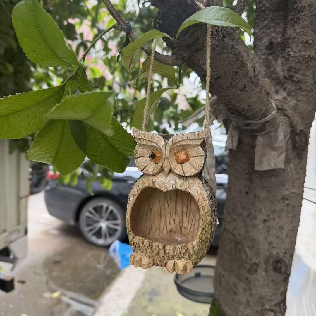 Wooden Owl Bird Feeder Kalsten