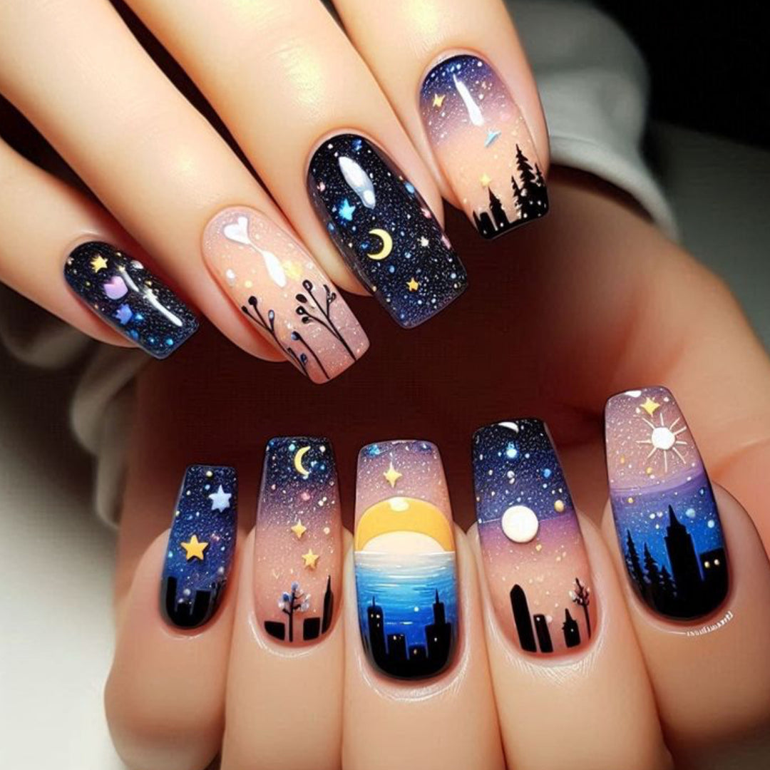Celestial Themed Nail Art Design Kalsten