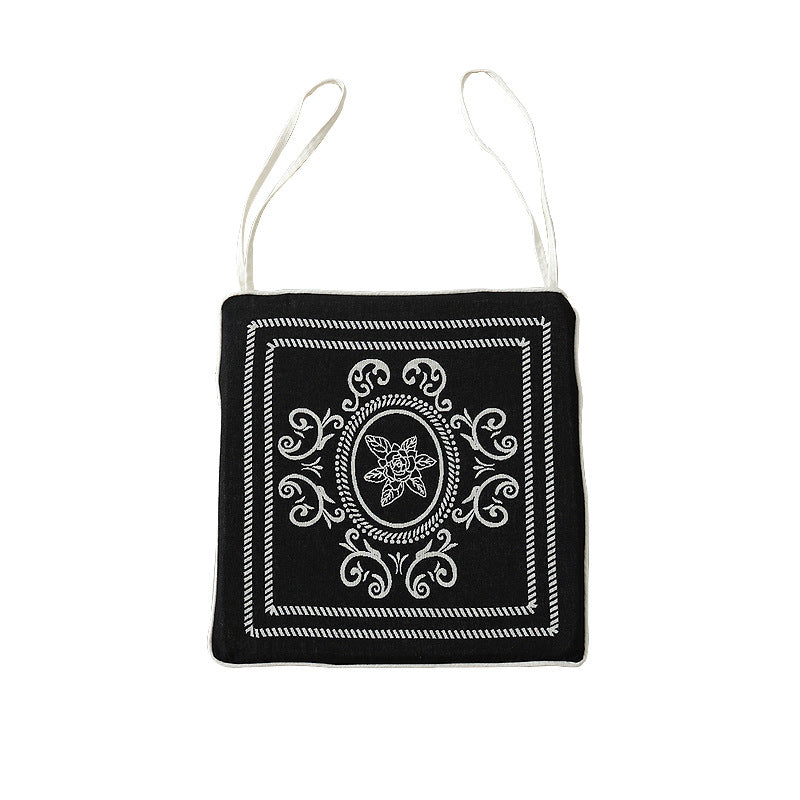 Double-sided seat cushion with ties and decorative jacquard pattern Kalsten