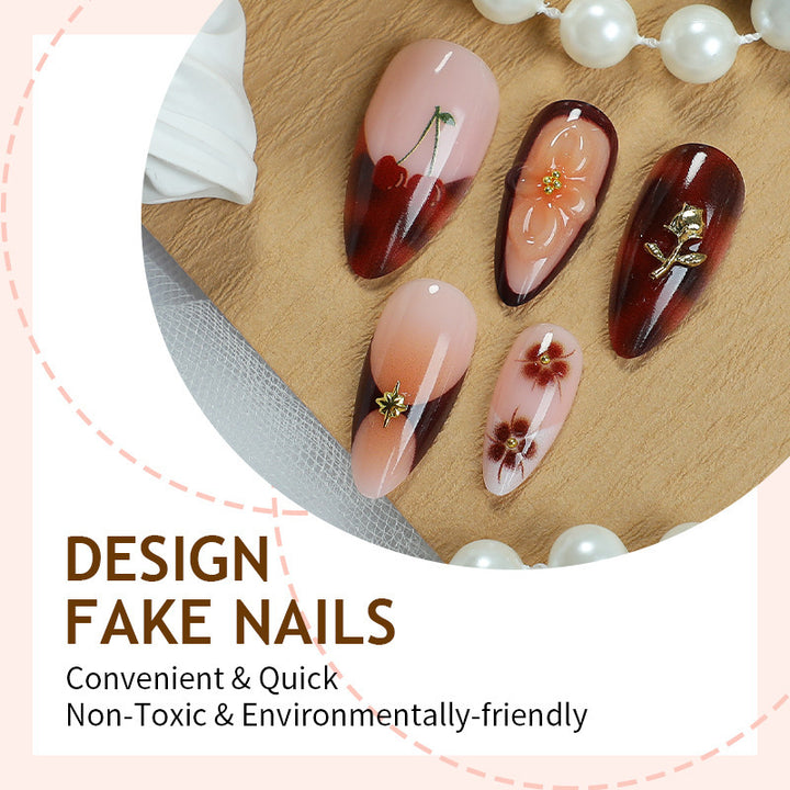 Nail set with floral and glamorous decorations Kalsten