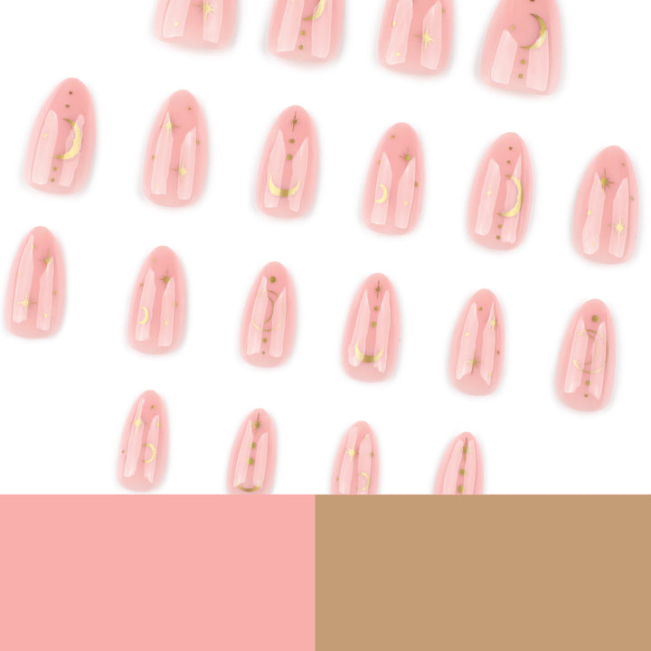 Artful Nail Extensions with Moon-Shaped and Star-Shaped Decorations Kalsten