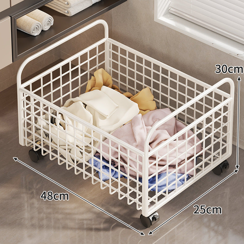 Metal Wire Grid Storage Basket with Raised Side Handles