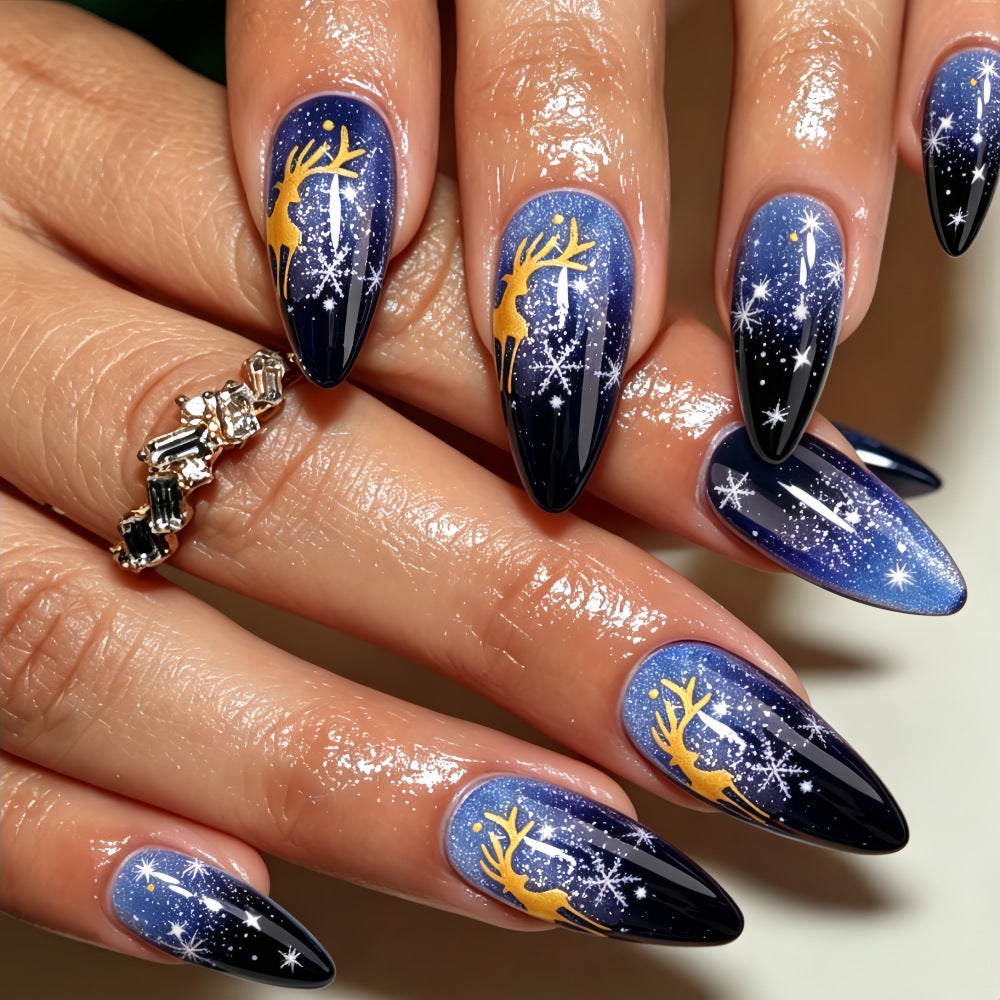 Artificial Nails in Elegant Winter Design with Sparkling Accents Kalsten