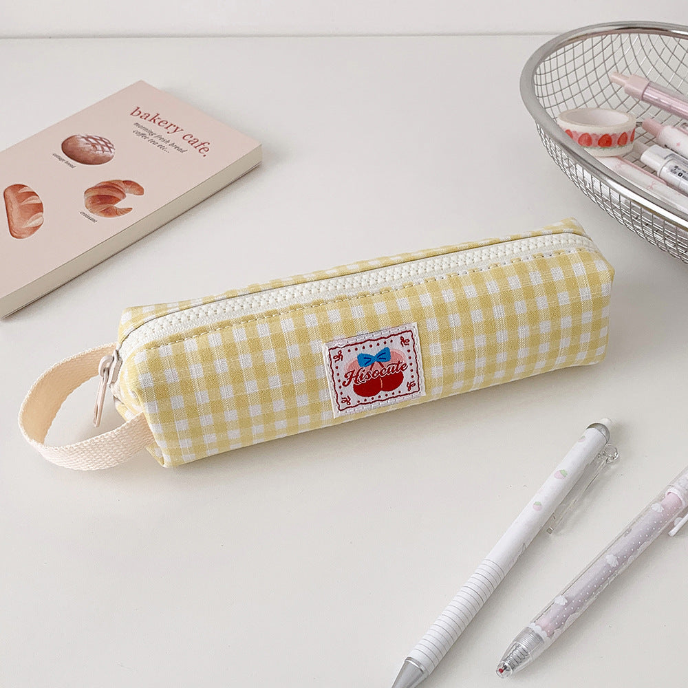 Vintage Checkered Pencil Case