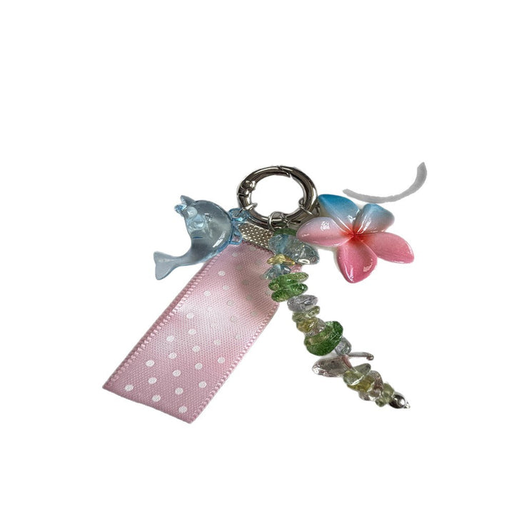 Whimsical Dolphin and Flower Charm Keychain Kalsten