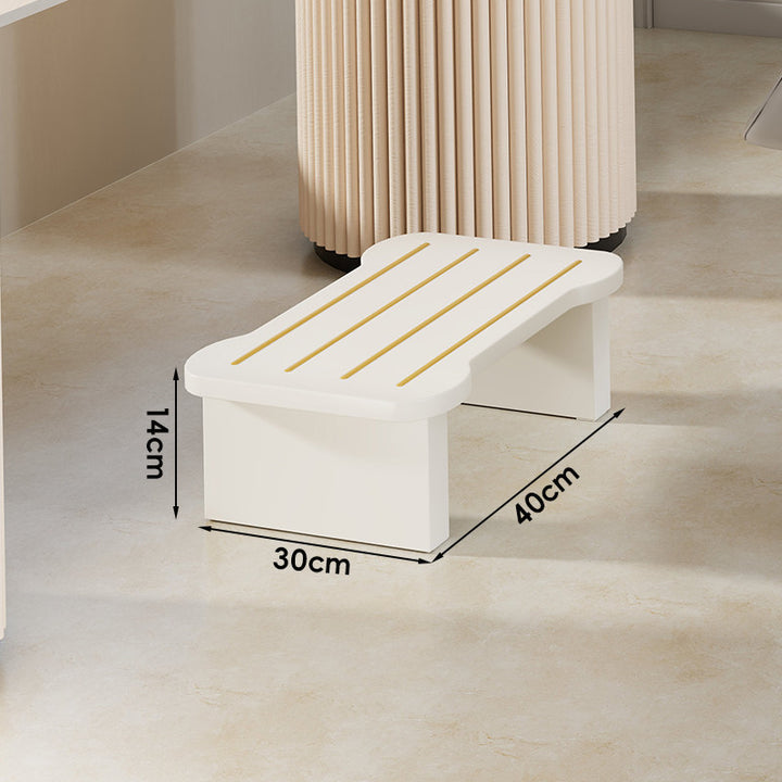Low Wooden Step Stool with Non-Slip Strips and Curved Ergonomic Top
