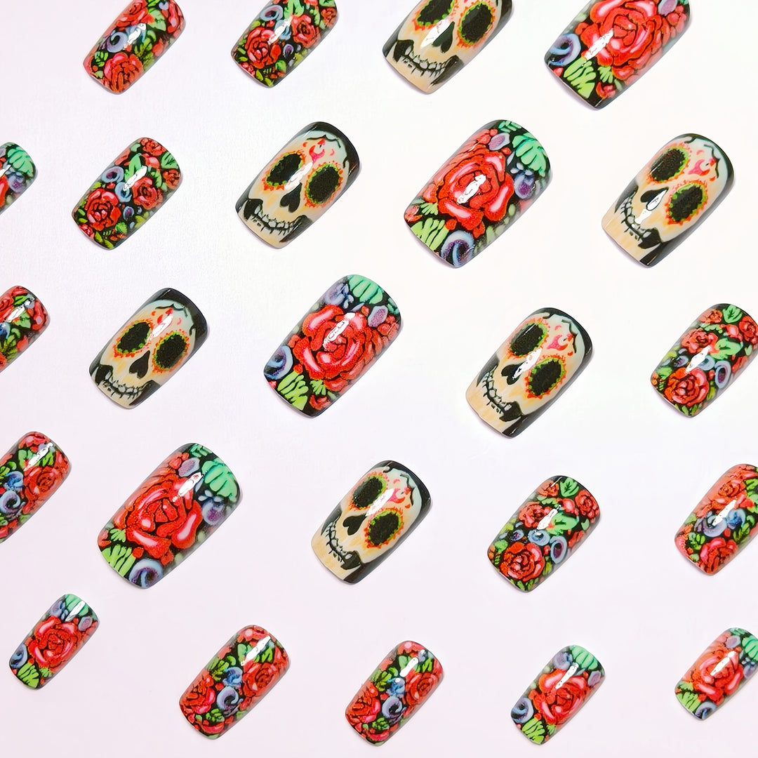 Art nail set with Vibrant Skull design Kalsten