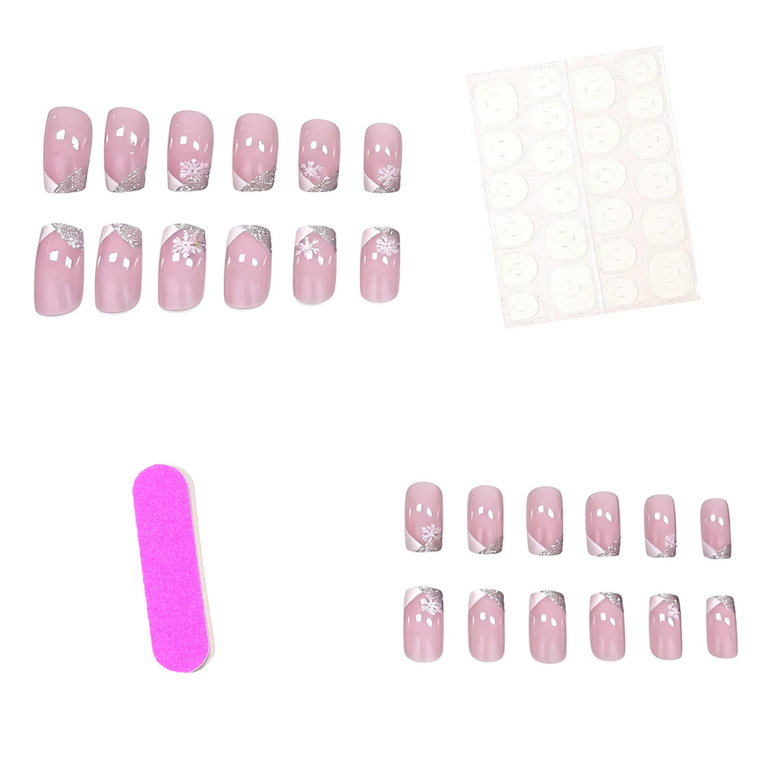 Elegant Snowflake French Tip Nail Art Kalsten