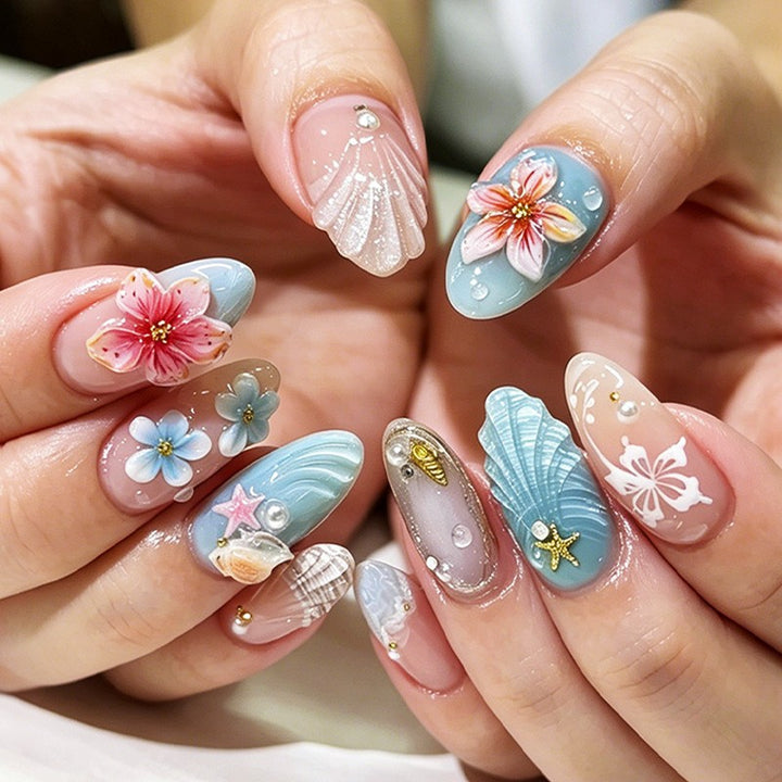 Creative nail art set with floral design and delicate decoration Kalsten