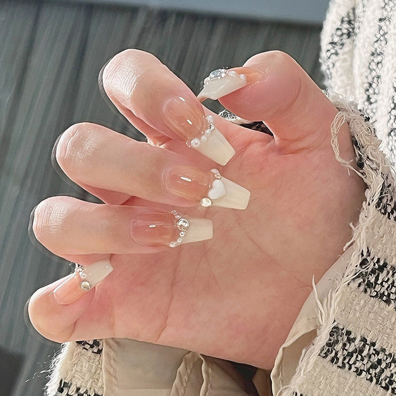 Artificial nail set with elegant flower and glitter decorations Kalsten