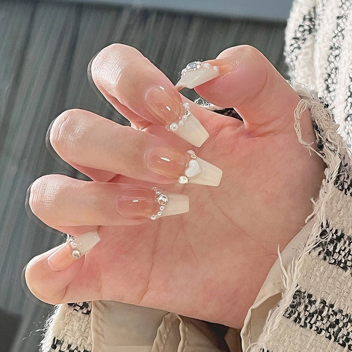 Artificial nail set with elegant flower and glitter decorations Kalsten