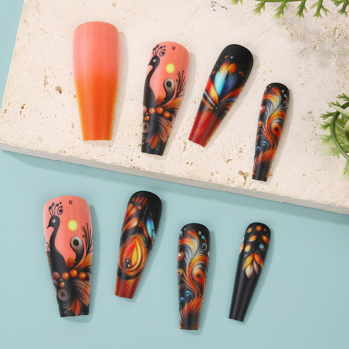 Creative Nail Art Set with Colorful Feather Designs Kalsten