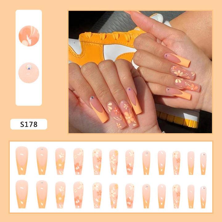 Artificial nail set with floral acrylic decorations Kalsten