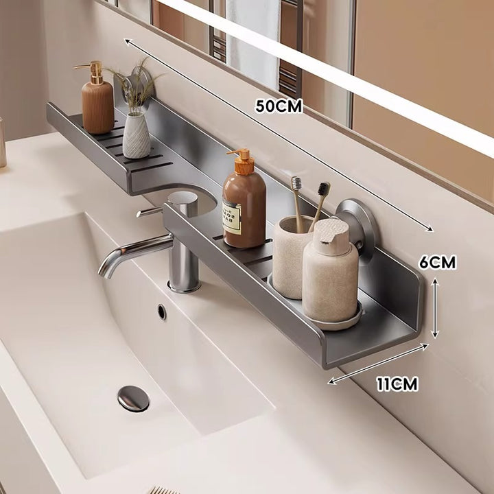 Slim Ventilated Suction-Mounted Bathroom Vanity Shelf