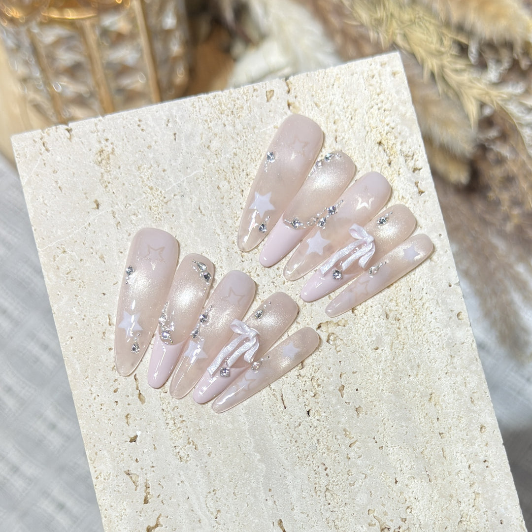 Elegant Starry Inspired Press-On Nail Art Set Kalsten