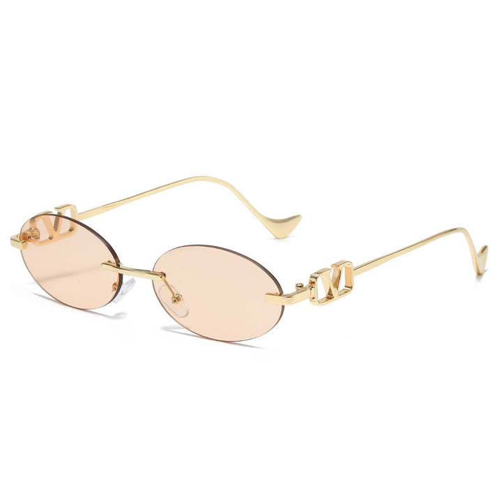 Stylish Oval Frame Sunglasses with Decorative Accents Kalsten