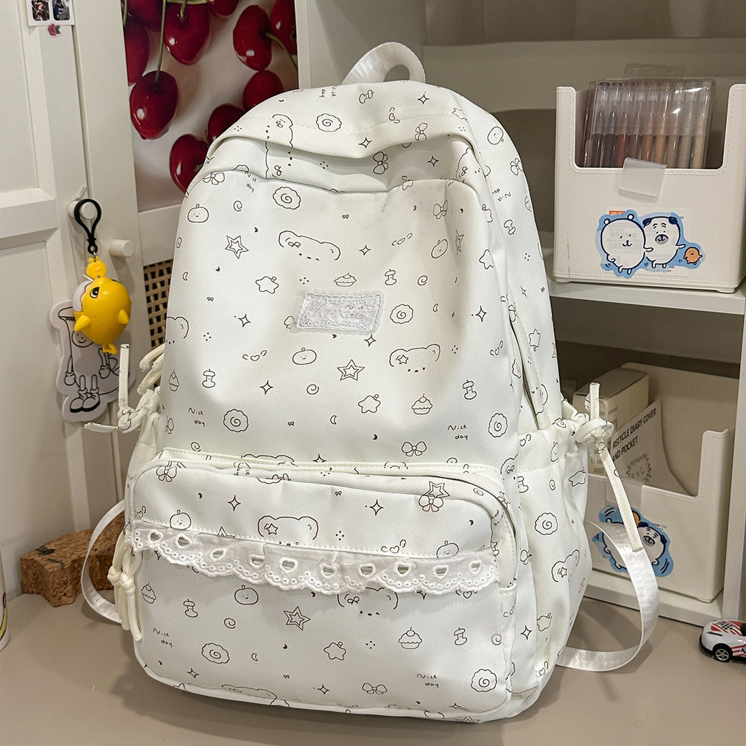 Playful Cartoon Patterned School Backpack Kalsten