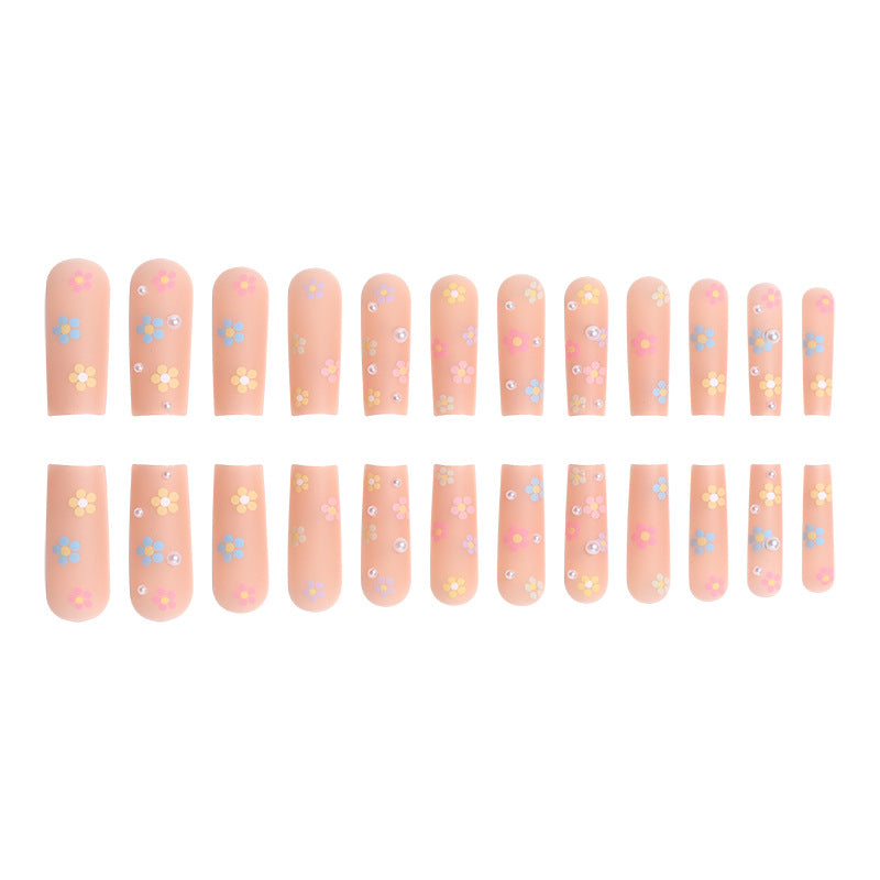 Floral Embellished Long Press-On Nails Kalsten