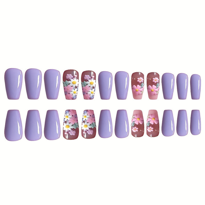 Flower-Decorated Press-On Nail Art Kalsten
