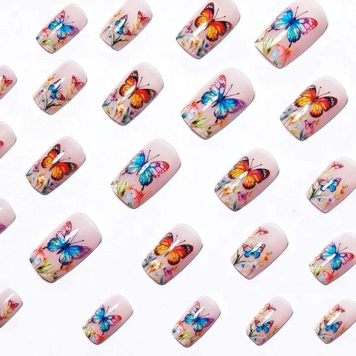Creative Art Nails with Colorful Butterfly Design Kalsten