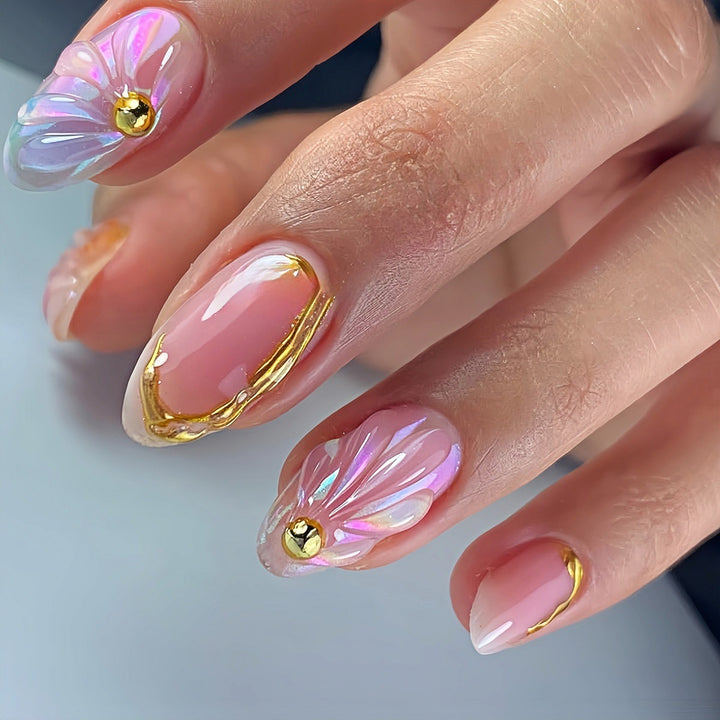 Floral Geometric Press-On Nail Art Set Kalsten
